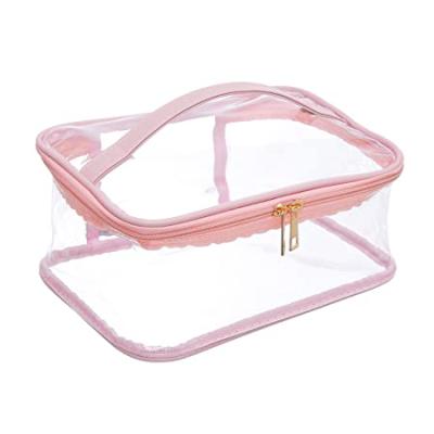 China Quality Assurance PVC Handled Cosmetic Bag Waterproof Transparent Clear PVC Toiletry Bag Wash Cosmetic Bag for sale