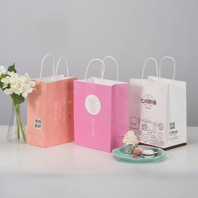 China Handmade Custom Shopping Paper Bag For Recyclable Food Packaging Paper Bag With Your Own Logo With Handle for sale