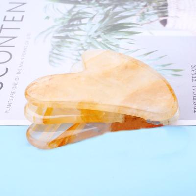 China Whitening Beautiful Gua Stone Citrine Yellow Sha Crystal Face Guasha Massage Board for sale