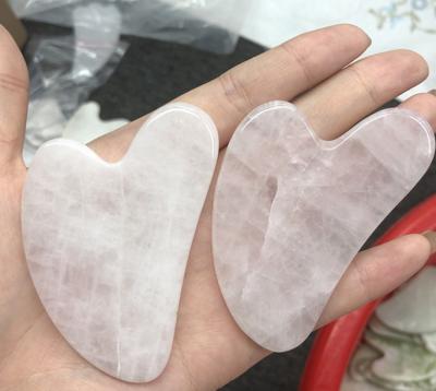 China Hot sales whitening rose quartz gua sha best price rose quartz guasha stone rose scratching plate for sale