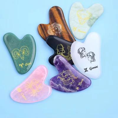 China Whitening Customize LOGO gua sha all materials guasha tool rose quartz jade green amethyst white jade massage stones for sale