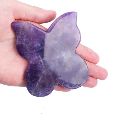 China Whitening Butterfly Amethyst Bel Butterfly Purple Crystal Guasha Gua Sha Tool For Face for sale