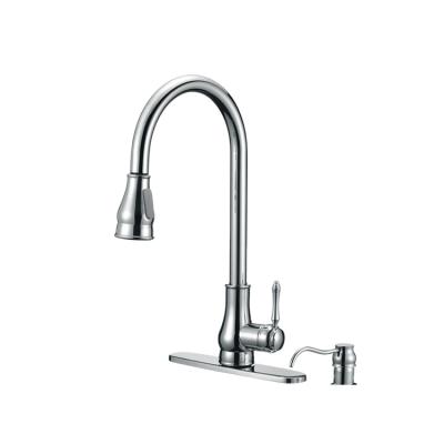 China Thermostatic Faucets Kitchen Cabinets Design Faucet Chrome Brass Pull Out Kitchen Faucet With Sink Soap Dispenser for sale