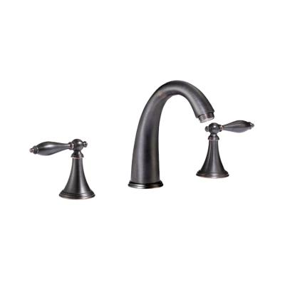 China Metered Widespread 8 Inch Faucets Bathroom Basin Faucet Black 3 Piece 2 Handles High-Arc Bathroom Faucets for sale