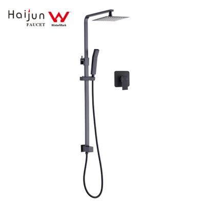 China Without Slide Bar Shower System Wall Mounted Rainfall Showerhead Shower Faucet Set Thermostatic Shower Column Set for sale