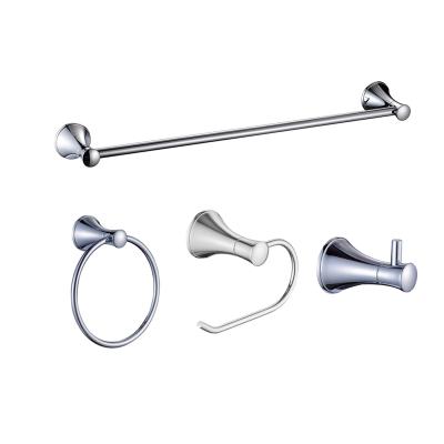 China Sustainable Hotel Bathroom Hardware Modern Wall Mounted Accessories Set 4 Pieces Stainless Steel Chrome Bathroom Accessories Set for sale