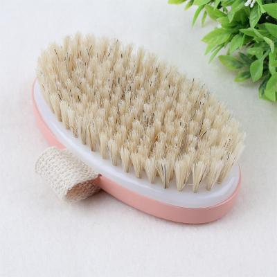 China All Natural Boar Stiffen Wooden Shower Scrubber Dry Skin Oval Body Brush Bath Brush For Anti Cellulite for sale