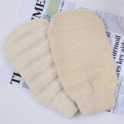 China Exfoliate. All Natural Eco-Friendly Ramie Terry Body Scrub Mitt Gloves Exfoliating Towel For Body Skin Scrubbing for sale