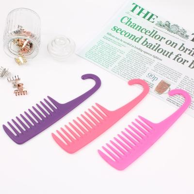 China Wide tooth for less tug and pull. Antistatic. Eco-Friendly Combplastic Hair Hook Tooth Grip Detangling Non-slip Waterproof Wide Hook Hair Brush Comb For Curly Wet Dry Hairs for sale