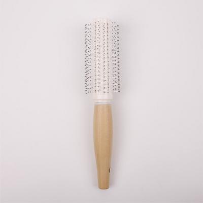 China Waterproof Custom Nylon Straightens Wooden Handle Round Curly Styling Hair Brush Pink Round Hair Brush For Drying for sale