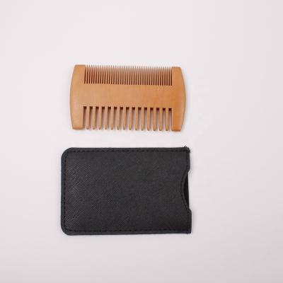 China Durable Double Action Fine And Natural Coarse Teeth Pocket Mustache Beard Brush Custom Wooden Beard Comb For Men for sale