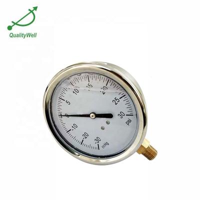 China Stainless Steel 304 Glycerin Mbar Pressure Gauge For Natural Gas Oil Filled Pressure Gauge for sale