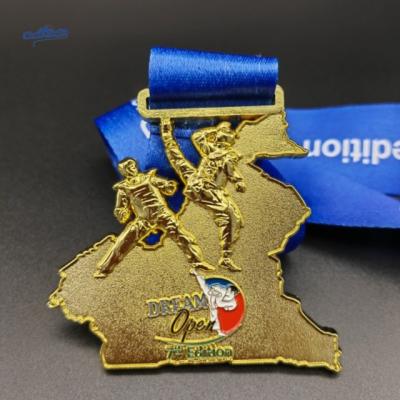 China Europe Free Sample Alloy Metal Sport Medal Gold Silver Copper Weightlifting Medal Custom Design 3d Enamel Grappling Wrestling Medal for sale