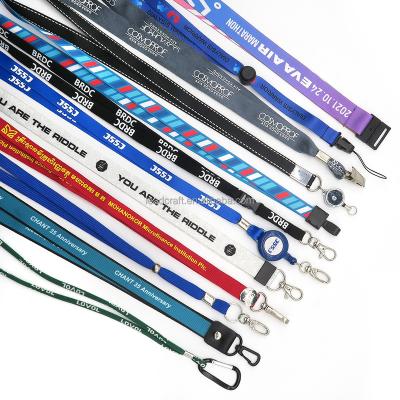 China Promotional Gift High quality personalized custom logo silk screen printed polyester lanyard for staff for sale