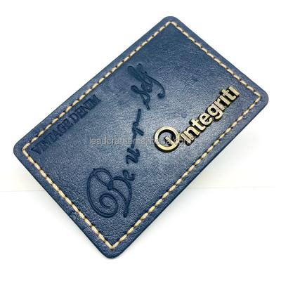 China Washable Customize Shape Leather Patch Garment Labels Soft Genuine Sew on Leather Patches for Jeans Hat for sale