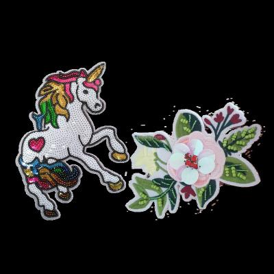 China Washable High Quality Factory Price Fashion Personal Wholesale Sequin Applique Logo Custom Embroidery Patch for sale