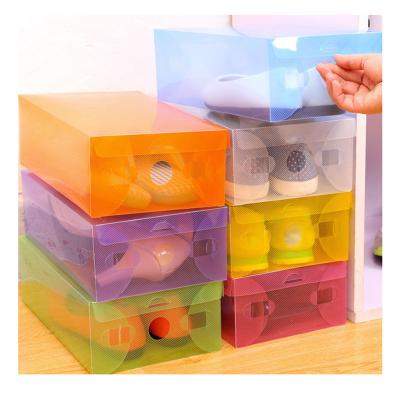 China Viable plastic shoe boxes, shoe storage organizers, stackable and collapsible for sneakers, fit up to US size 9.5 for sale