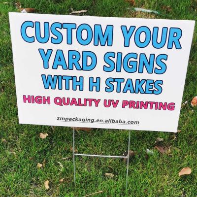 China Coroplast Yard Sign Eco-Friendly Custom Lawn Sign Double Sided Outdoor Signage - Lightweight, Waterproof Panel for sale