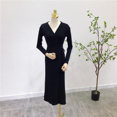 China Romantic Anti-Static Design Casual Dresses Sexy White Knitted Breast Wrap Sweater Dress Women for sale