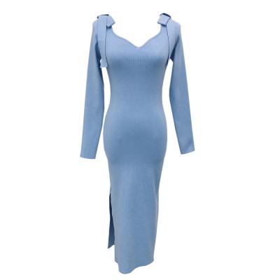 China 2023 women's slim knitted sexy dresses high quality anti-static new product long retro casual dress for sale