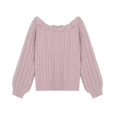 China Anti-wrinkle new design autumn and winter new off shoulder fried twist women's dough sweater for sale