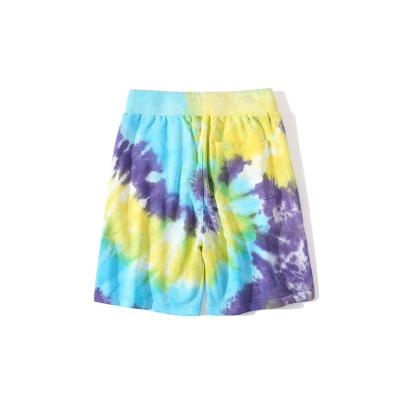 China Anti-Wrinkle BAPE Factory Price Animal Head Blue &Yellow&Purple Three Color Tie Dye Shorts With Asian Size for sale