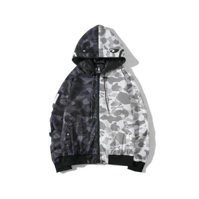 China Viable fashion good quality street style dark black colorimetric cheap fashion Fuster Coat bape shark main skull wind coat for sale