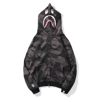 China Wholesale Price Fashion BAPE Mosaic Zipper Anti-shrink Geometric Irregular Shark Wholesale Price Print Hoodies for sale