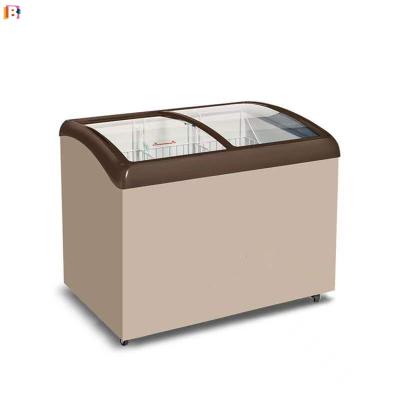 China Single-temperature Supermarket Sliding Glass Door Single-temperature Ice Cream Chest Freezers Top Freezer for sale