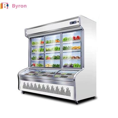 China Double-temperature commercial display freezer supermarket displays drinks vegetables fruit frozen food display refrigerator for sale