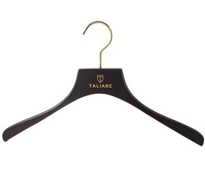 China Eco-friendly dark brown solid wood thin casual t-shirt hanger for sale