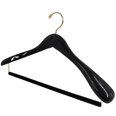 China CLASSIC Custom Made Dark Wood Hanger For Cloth Mens Wood Suit Hanger With Velvet Bar for sale