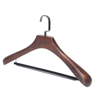 China Morden Brown Luxury Wood Coated Hanger with Cross Bar for Pants for sale