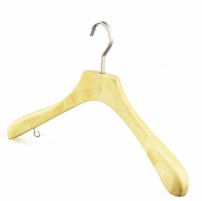 China Adjustable natural bamboo material wooden hanger for clothes display accept OEM for sale