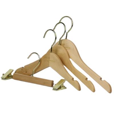 China Eco-friendly Natural Wood Kids Wooden Hanger With Pants Hanger for sale