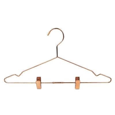 China 3.5mm Wide Durable Adjustable Iron Metal Hanger With Clips Hang Strong Metal Pants Garment Use Dress Hanger for sale