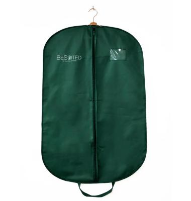 China High End Customized Eco - Friendly Green Nonwoven Garment Storage Bags Coat Suit Cover With Logo for sale