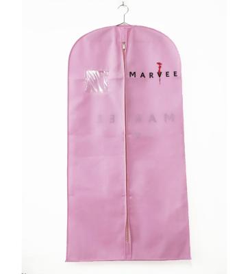 China Eco-friendly Pink Non-woven Fabric Garment Bags Suit Cove Bag Wedding Dress Bag Printing Logo Material for sale