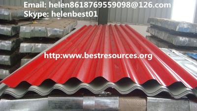 China 0.45mm*840mm*3000mm roof plate PPGI corrugated steel sheet for sale