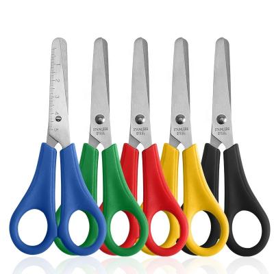 China Universal Cut Stocked Student DIY Cutting Ladder Paper Scissors Tool Edge Child Safety Matte Scissors For Kids for sale