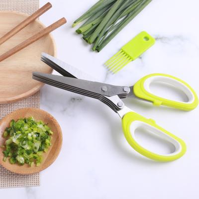 China Stocked Universal Cutter Customized 5 Stainless Steel Blade Herb Scissors And Stripper For Kitchen for sale