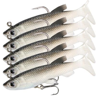 China Outdoor Activities Fishing Hot Selling ZURI-BERL T-tail T-tail Package Fish 8cm13g Hook Black And White Single Soft Bait Lead Artificial Fishing Lure for sale