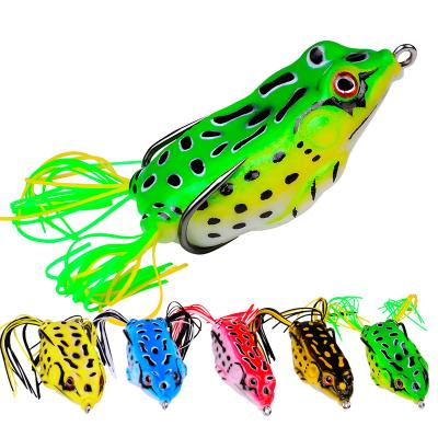 China ZURI-BERL Outdoor Activities Fishing Frog Lure Soft Tube Bait Plastic Fishing Lure With Hooks Topwater Ray Frog Artificial 3D Eyes Tackle for sale