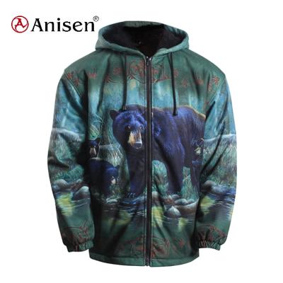 China 2021 viable wholesaler chinese sherpa lining animal print fleece hoodie mens sherpa jacket for sale