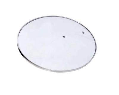 China Contemporary round tempered glass jar cover with stainless steel ring for sale