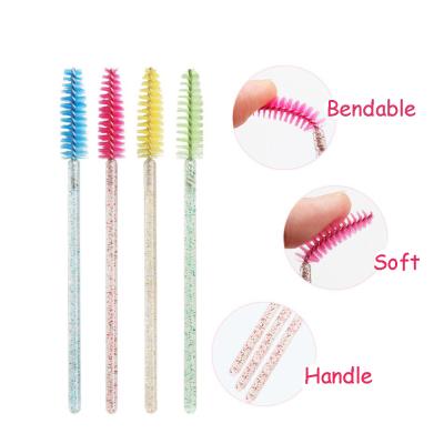 China New Style Natural Disposable Glitter Lash Crystal Eye Brush Handle Brushes Disposable /Soft Eyelash Brush for sale