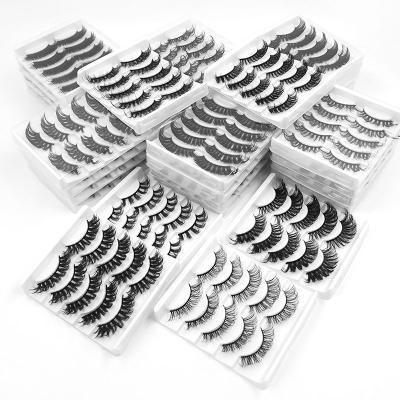 China Plasitc 18mm 3D Silk Strip Full Lashes Lotus Shape Packing 5 Pairs Set Tray for sale