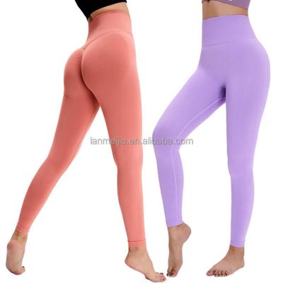 China High Waisted Yoga Pants OEM Women Fitness Sports Gaiters Gym High Waisted Workout Breathable Good Quality Seamless Yoga Leggings for sale