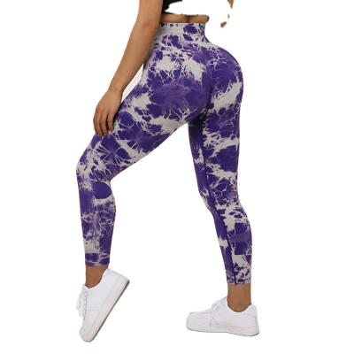 China Custom Logo Breathable Yoga Gym Wear Women Leggings Set Seamless Butt Lifting 2022 Fitness Legging Tie Butt Dye Soft Workout Tights Crack! crack! for sale