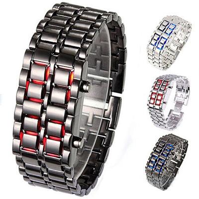 China LED Display Metal Lava Iron Samurai Watch Men Women Fashion Classic Lava LED Watch for sale